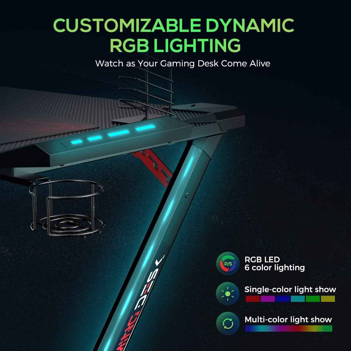 يوريكا مكتب ألعاب RGB أسود موديل Z1-S PRO