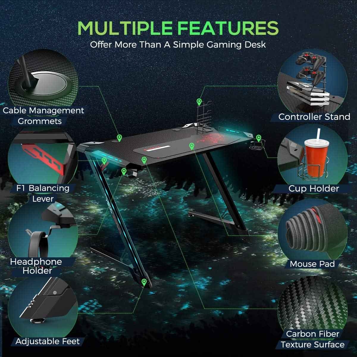 يوريكا مكتب ألعاب RGB أسود موديل Z1-S PRO