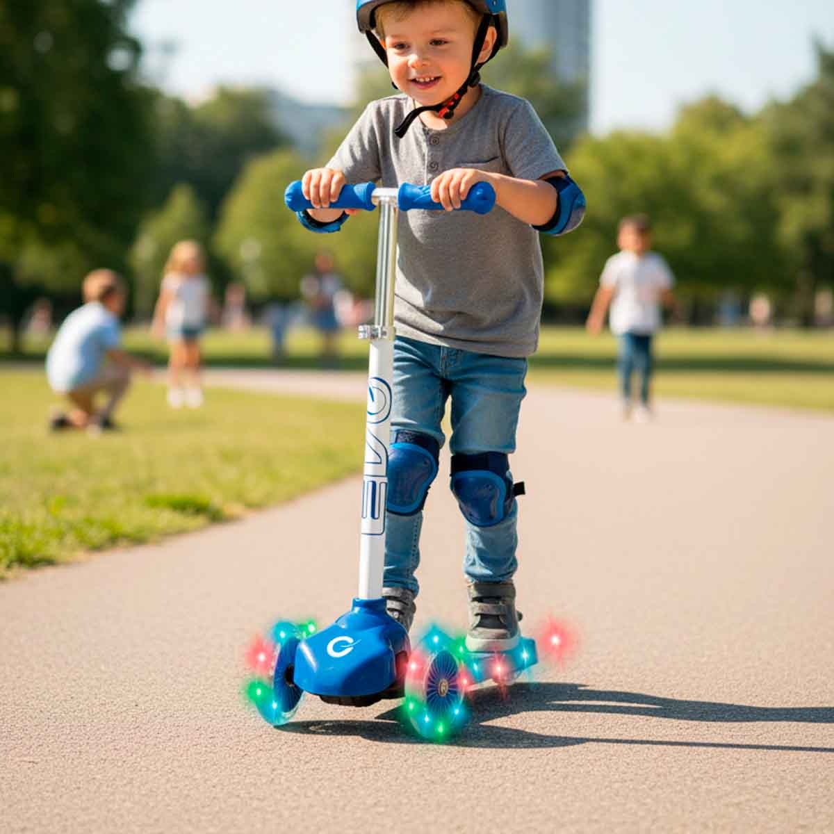 إيفو سكوتر ركوب مضيء موف آند غروف أزرق للأولاد، 3-4 سنوات