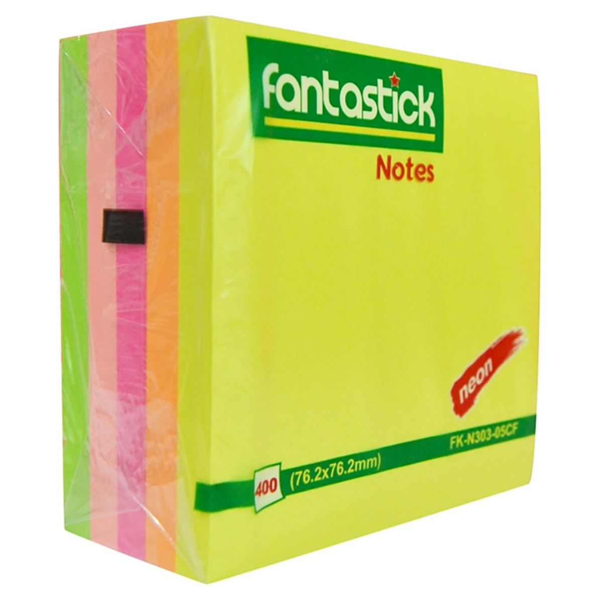 فانتستك ورق ملاحظات لاصق 3" × 3" 5 ألوان فلوريسنت مجموعة من 12