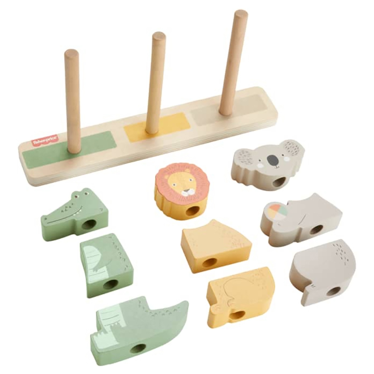 فيشر برايس لعبة تكديس وفرز الحيوانات الخشبية للأطفال، 0-2 سنوات