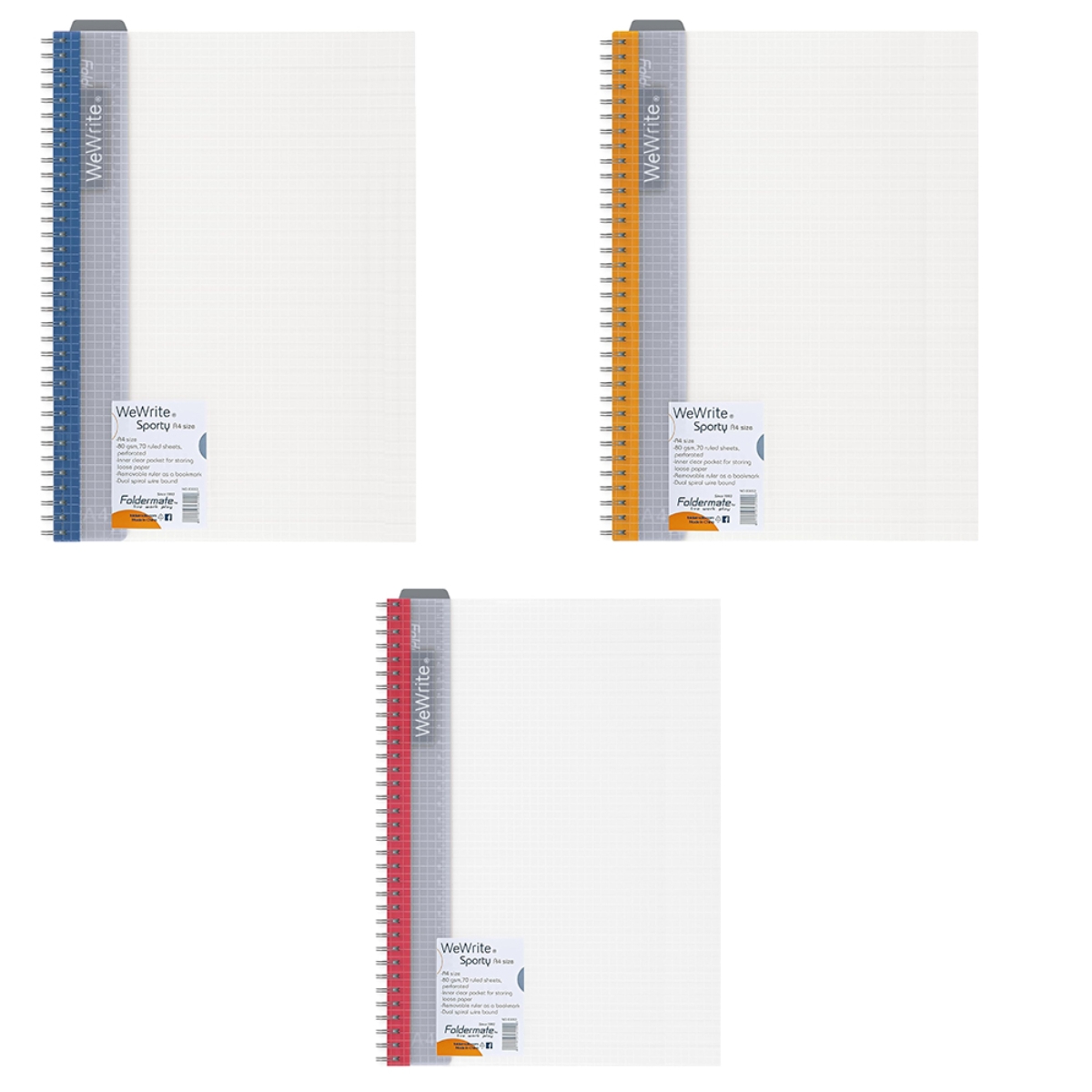 فوردورمايت دفتر بسلك حلزوني بحجم A4، 70 ورقة، وزن 80 غرام، تصميم وي رايت سبورتي، لون منتظم، لمادة واحدة، ألوان متنوعة، مجموعة من 10