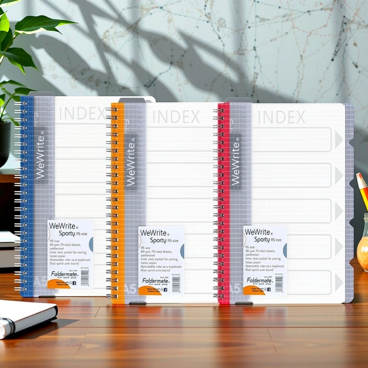فوردورمايت دفتر بسلك حلزوني بحجم A5، 150 ورقة، وزن 80 غرام، تصميم وي رايت سبورتي، لون منتظم، لخمس مواد، ألوان متنوعة، مجموعة من 10