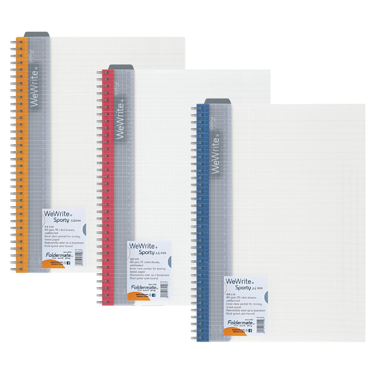 فوردورمايت دفتر بسلك حلزوني بحجم A6، 70 ورقة، وزن 80 غرام، تصميم وي رايت سبورتي، ألوان متنوعة، مجموعة من 12