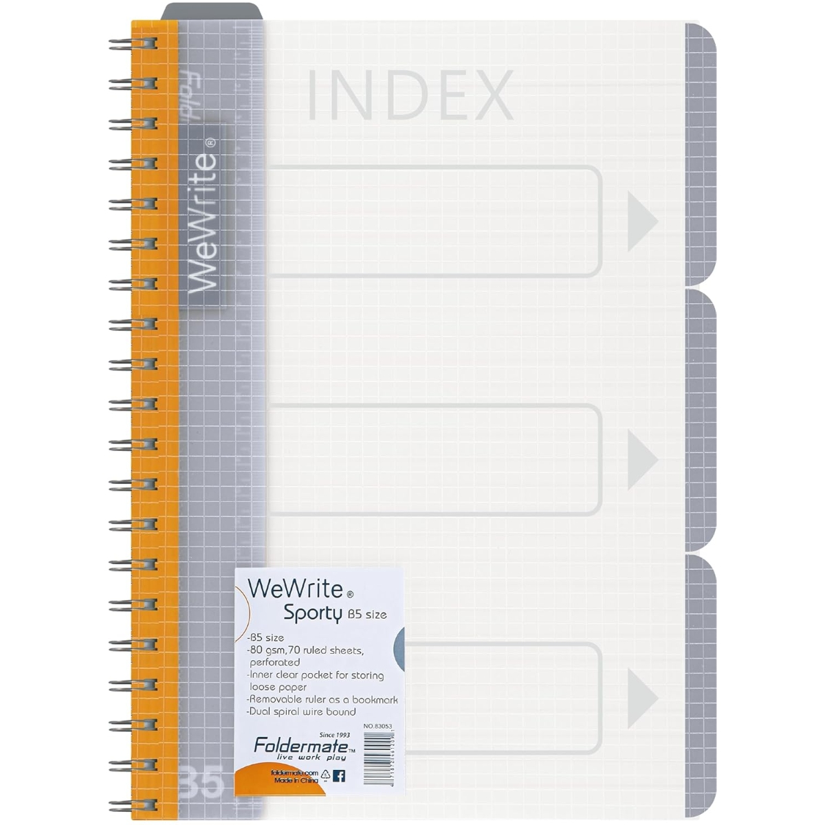 فوردورمايت دفتر بسلك حلزوني بحجم B5، 120 ورقة، وزن 80 غرام، تصميم وي رايت سبورتي، لون منتظم، لثلاث مواد، ألوان متنوعة، مجموعة من 12