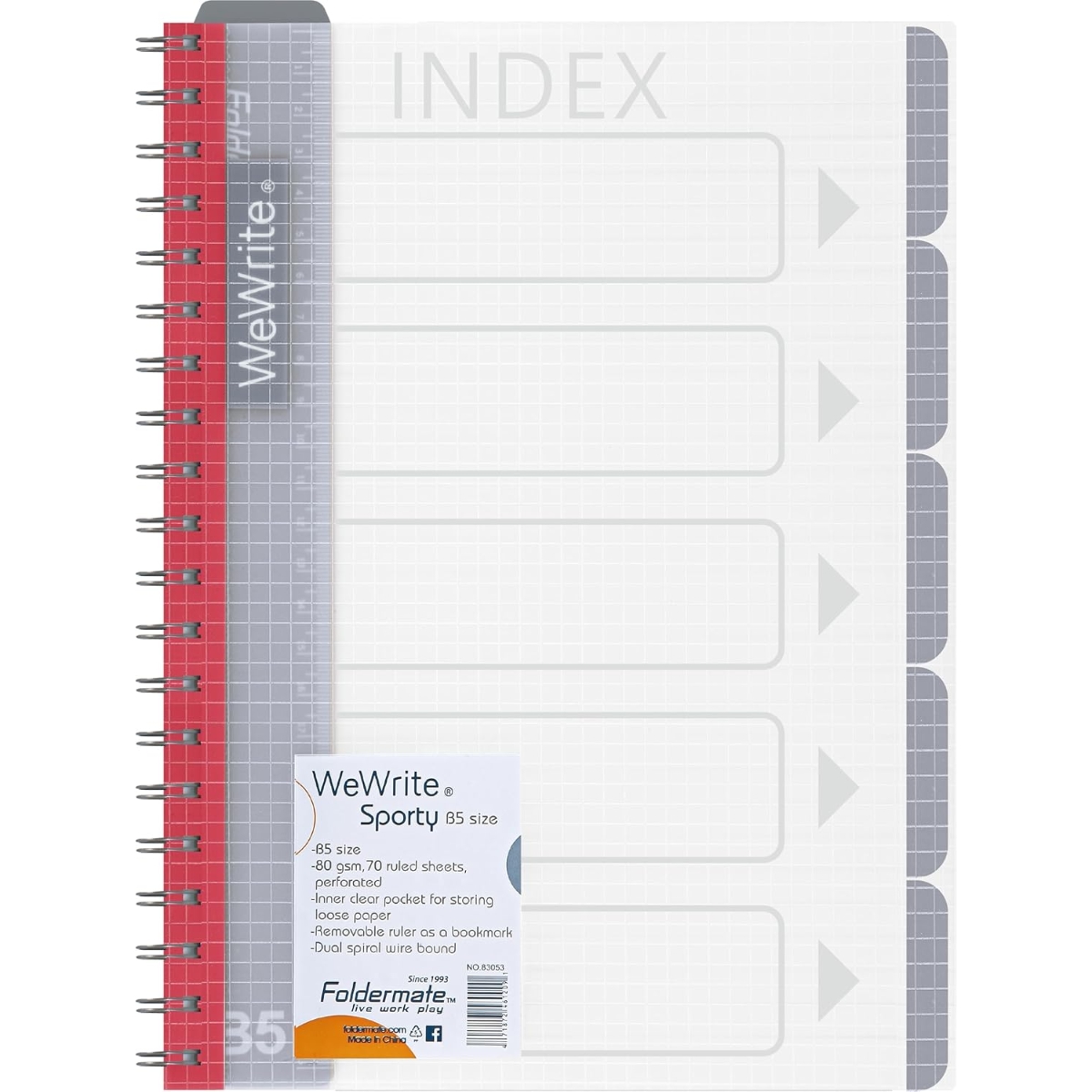 فوردورمايت دفتر بسلك حلزوني بحجم B5، 150 ورقة، وزن 80 غرام، تصميم وي رايت سبورتي، لون منتظم، لخمس مواد، ألوان متنوعة، مجموعة من 10