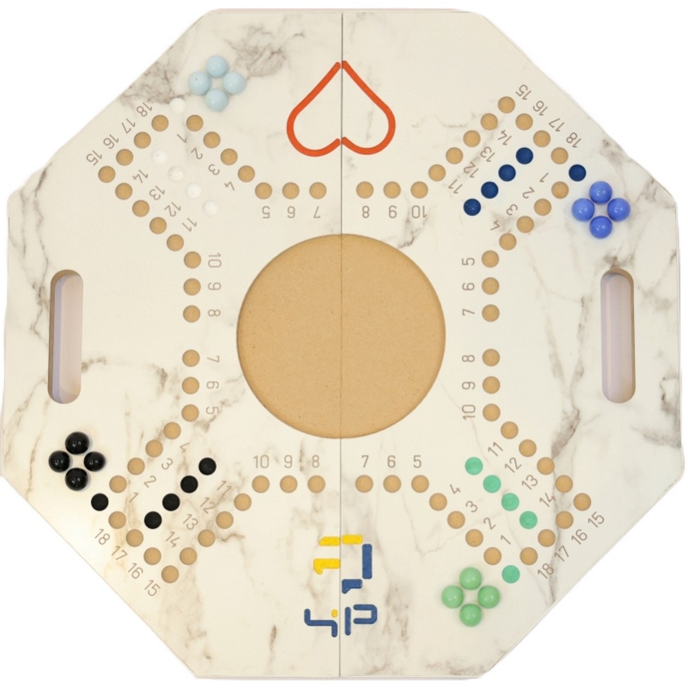 فور أند بلس مجموعة لعبة جاكارو لوحية قابلة للطي بنقشة رخامية، للجنسين، 4 لاعبين