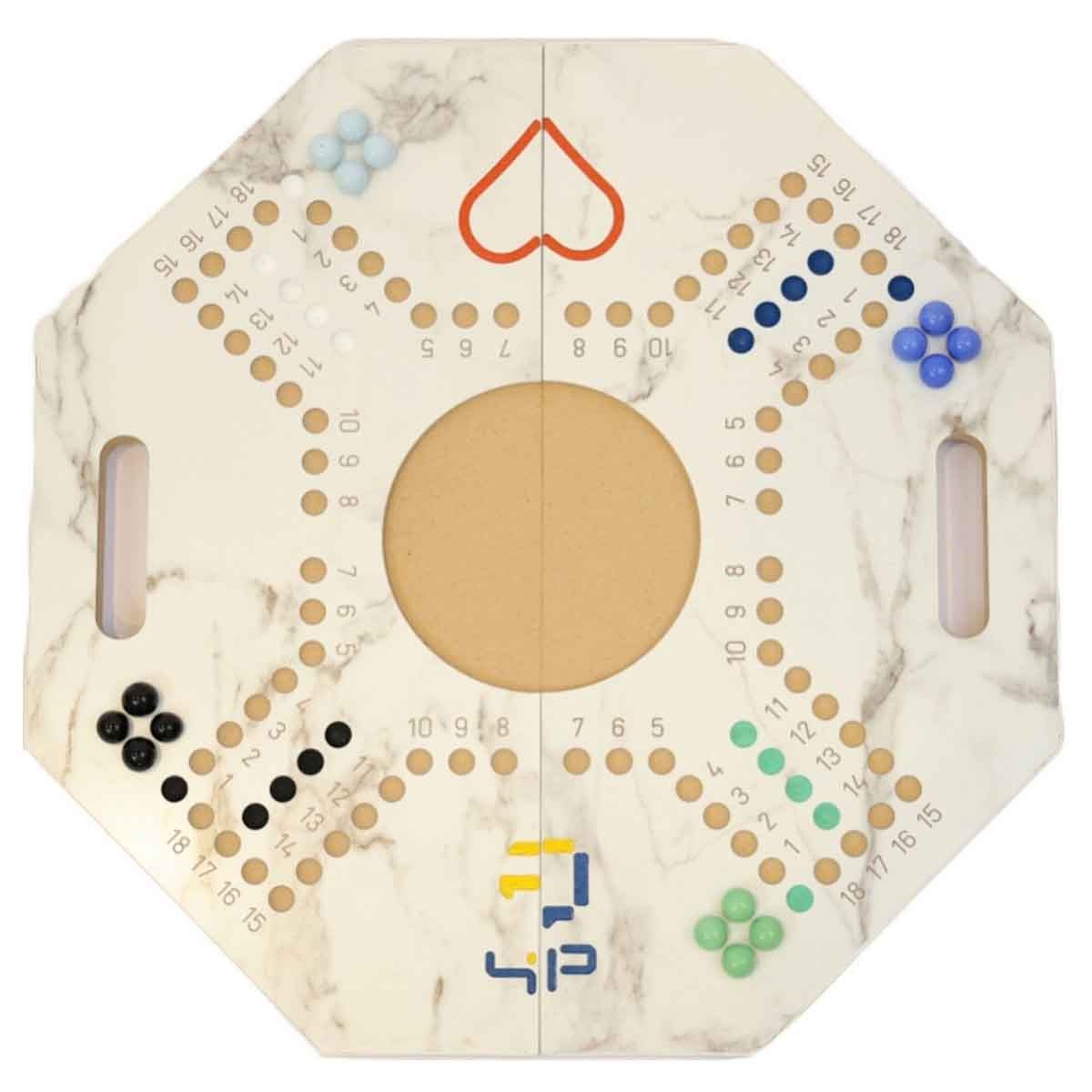 فور أند بلس مجموعة لعبة جاكارو لوحية قابلة للطي بنقشة رخامية، للجنسين، 4 لاعبين