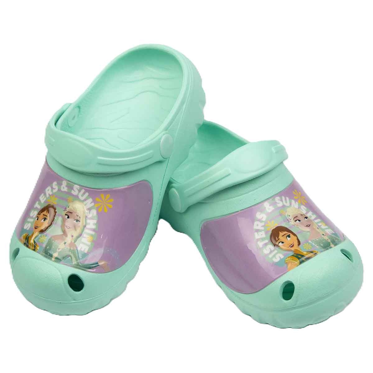 فروزن صنادل خفيفة مريحة للأطفال بطبعة إلسا باللون الأكوامارين للبنات
