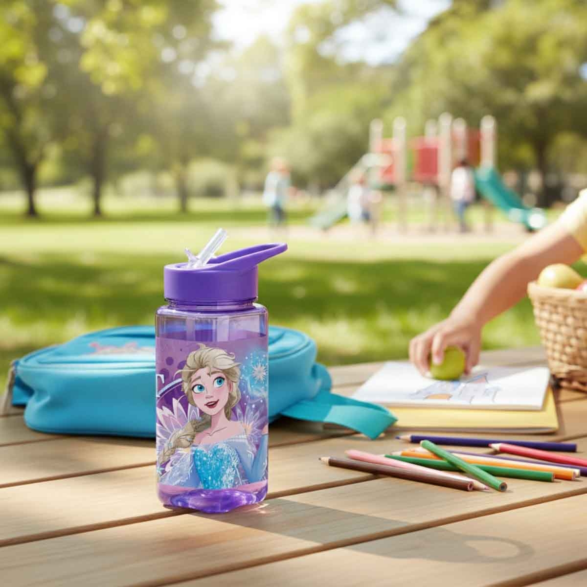 فروزن زجاجة ماء مربعة مضادة للتسرب وخالية من BPA بتصميم إلسا وآنا