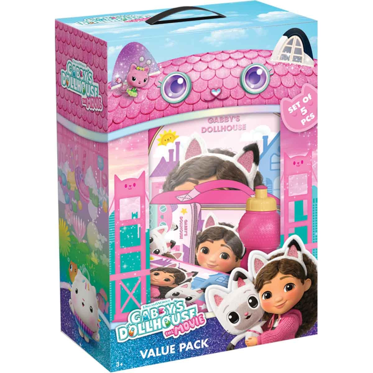 جابيز دولهاوس مجموعة حقيبة ترولي 5 في 1 مقاس 16 انش مع صندوق غداء وزجاجة ماء ومقلمة وحقيبة غداء