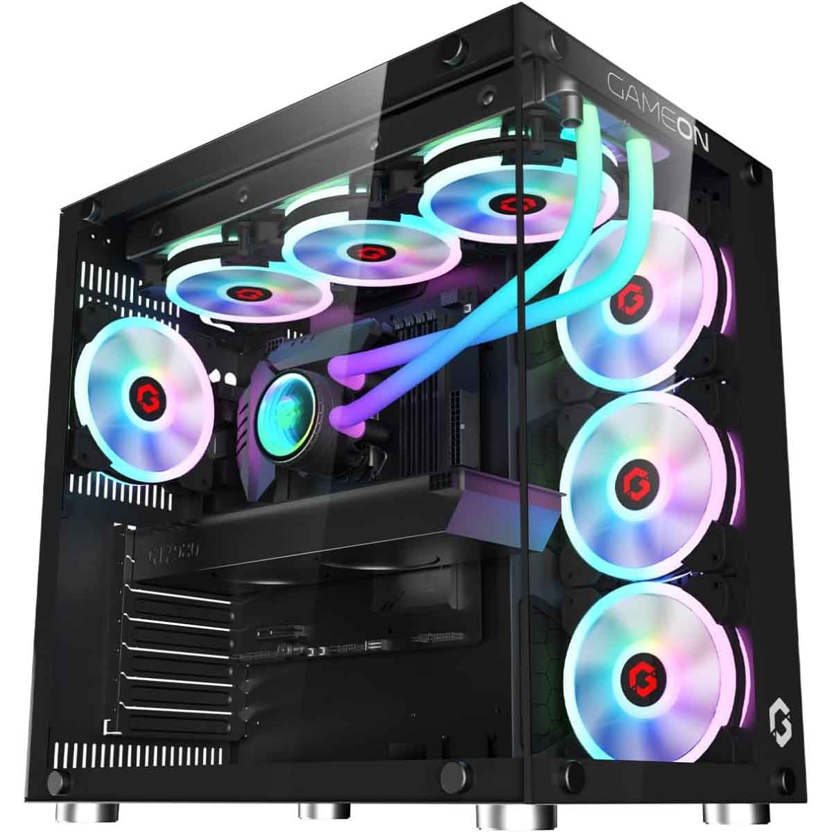 جيم أون كيس كمبيوتر متوسط الحجم للألعاب من سلسلة Emperor Midnight II باللون الأسود