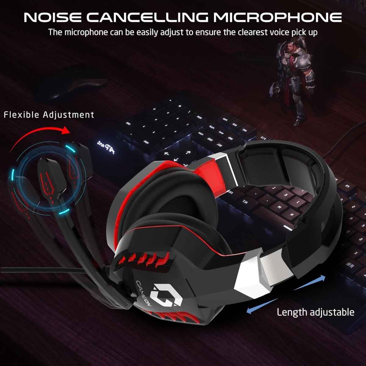 جيم أون سماعة ألعاب سلكية بإضاءة RGB موديل GOK901 Nightfall باللون الأسود