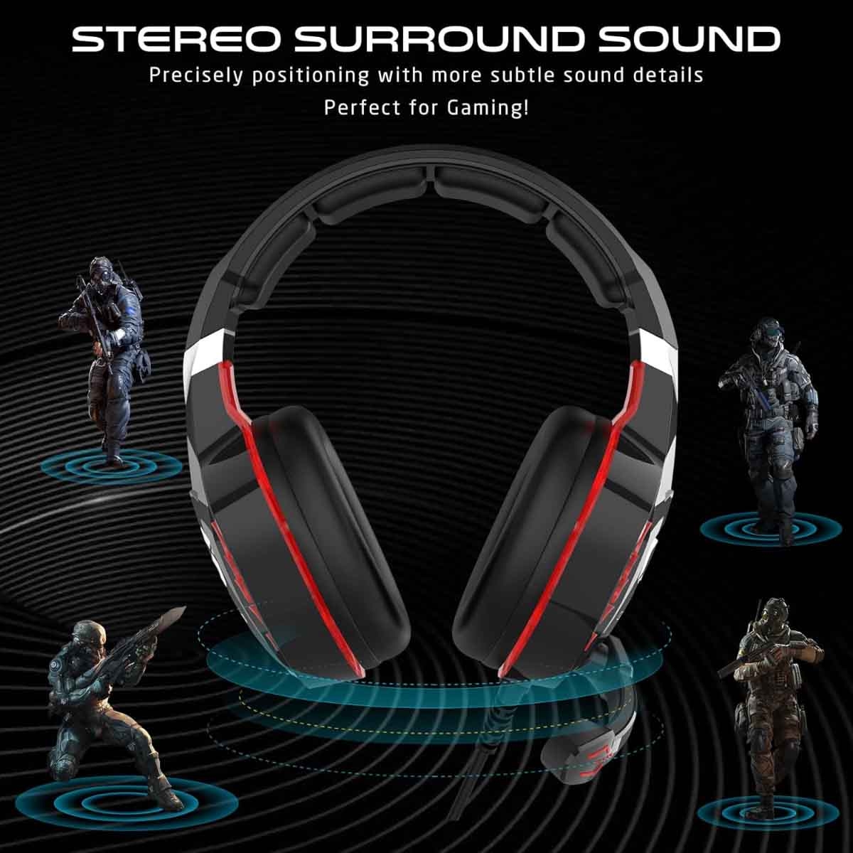 جيم أون سماعة ألعاب سلكية بإضاءة RGB موديل GOK901 Nightfall باللون الأسود