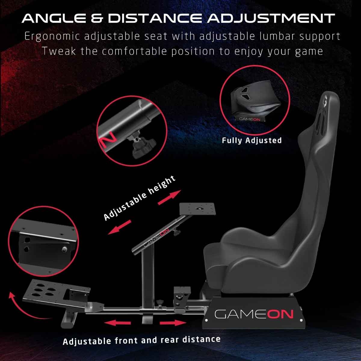 جيم أون منصة محاكاة ألعاب سباقات Master Pro موديل GOMPR-5091 باللون الأسود