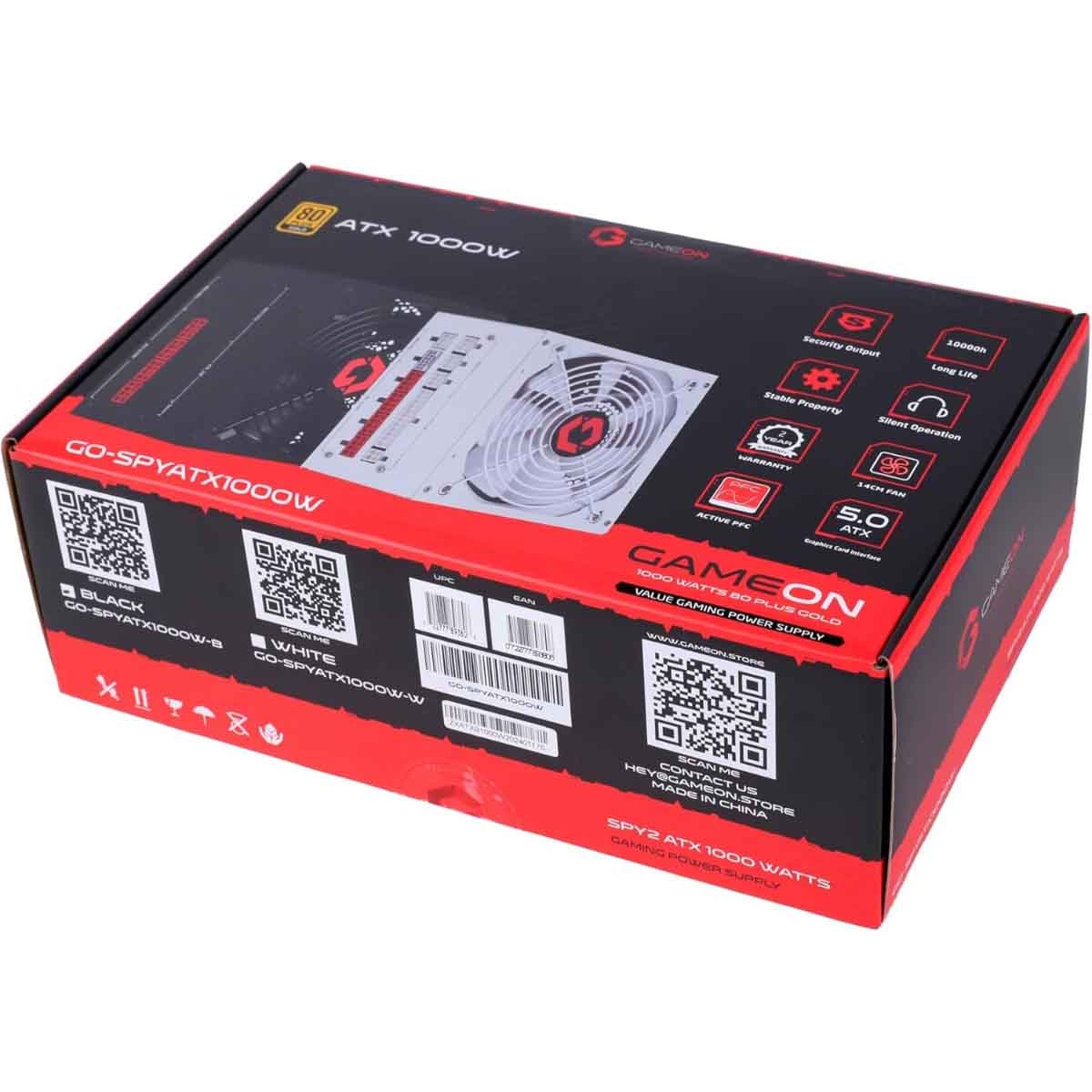 جيم أون مزود طاقة للألعاب SPY2 بقدرة 1000 واط بمعيار 80 Plus Gold باللون الأسود