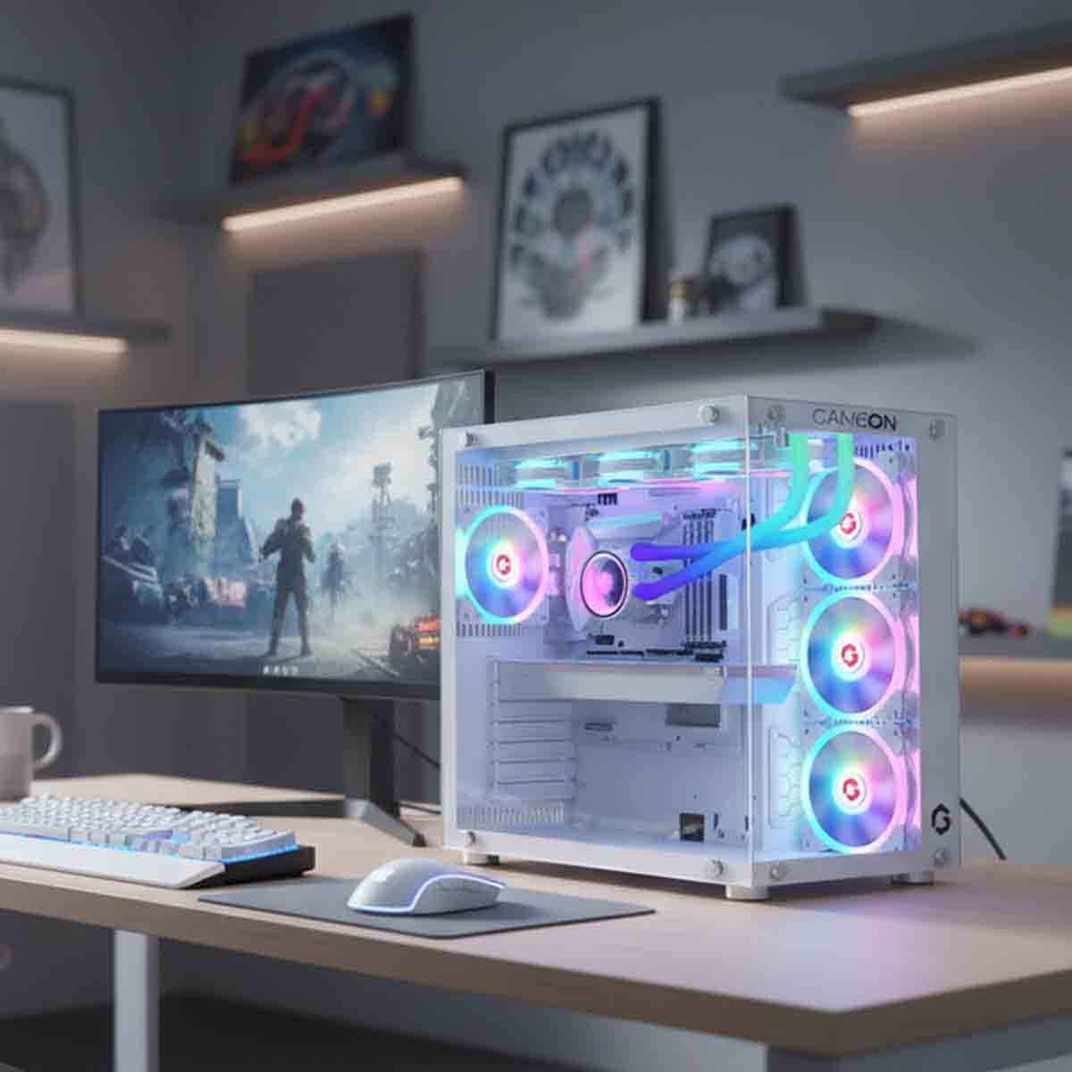 جيم أون كيس كمبيوتر متوسط الحجم للألعاب من سلسلة Emperor Midnight II باللون الأسود