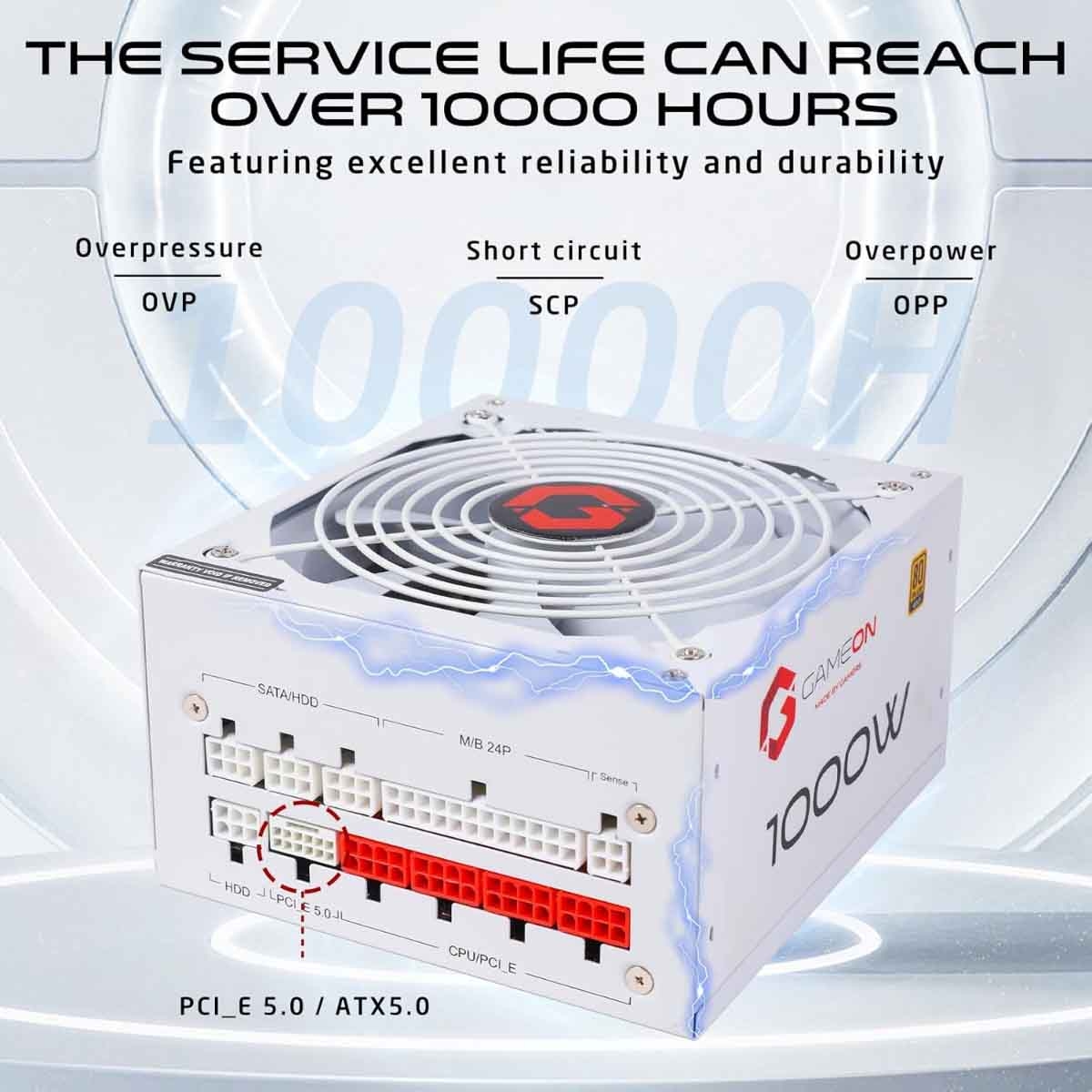 جيم أون مزود طاقة للألعاب SPY2 بقدرة 1000 واط بمعيار 80 Plus Gold باللون الأسود