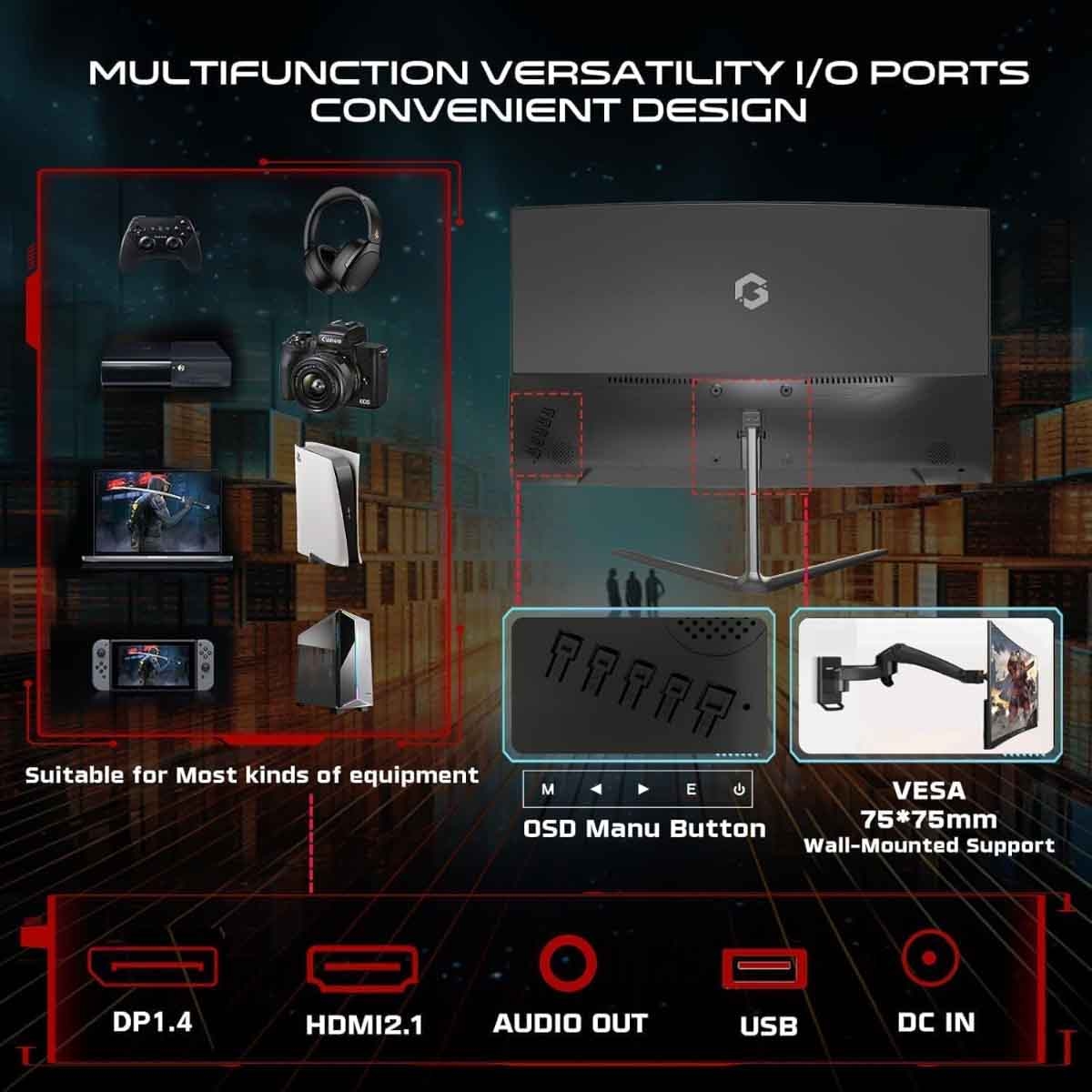 جيم أون شاشة ألعاب منحنية FHD بحجم 24" 180Hz VA موديل GOC24F180VA