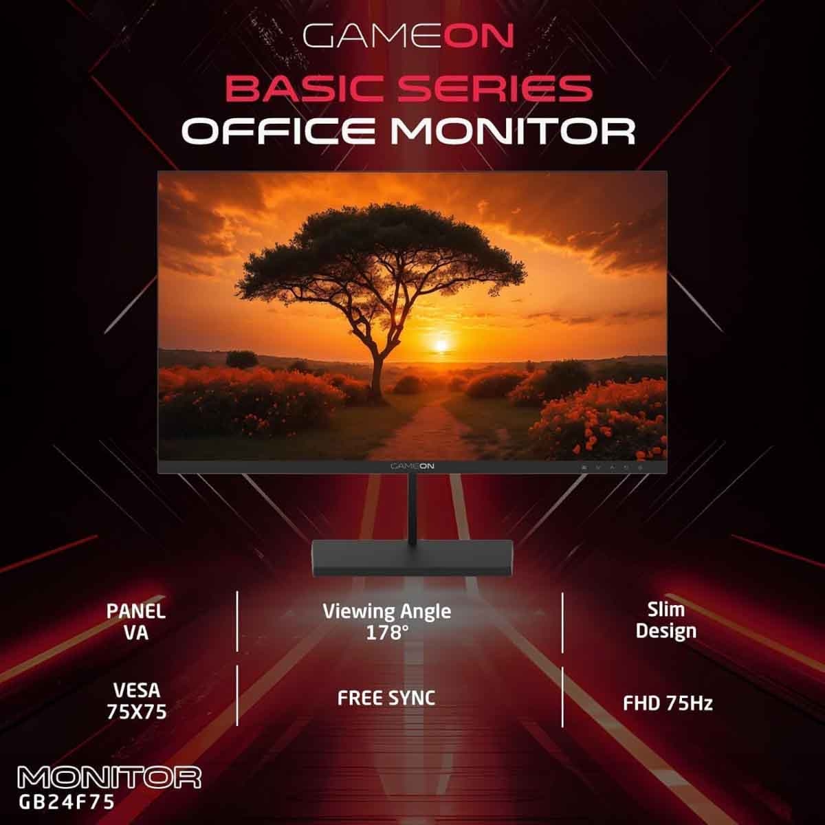 جيم أون شاشة ألعاب FHD بحجم 24" 75Hz VA سوداء موديل GB24F75
