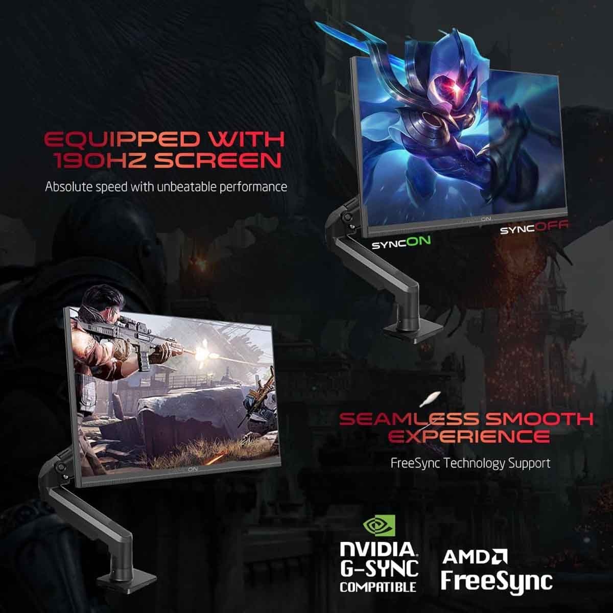 جيم أون شاشة ألعاب FHD بحجم 27" 190Hz Fast IPS سلسلة Midnight Pro X سوداء موديل GOM27FHD190IPSX