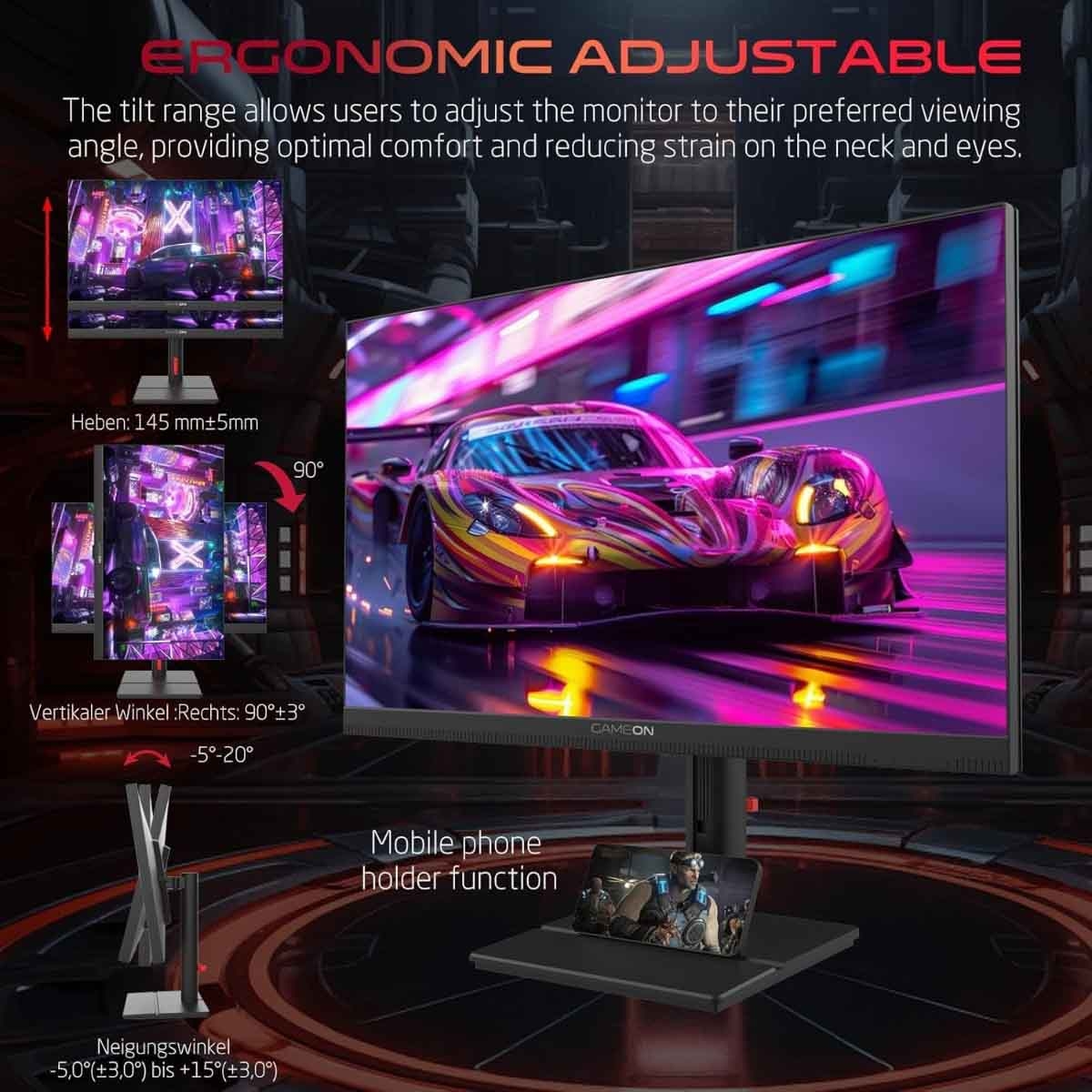 جيم أون شاشة ألعاب QHD بحجم 27" Mini LED 180Hz سلسلة Midnight Signature سوداء موديل GOML27QHD180IPS