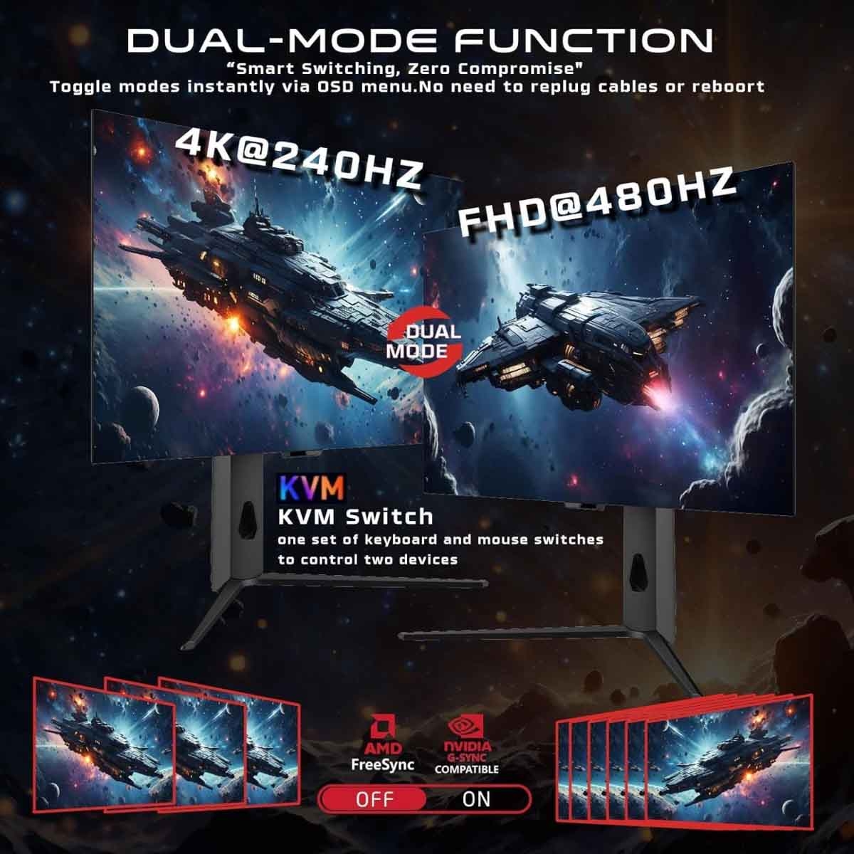 جيم أون شاشة ألعاب OLED 4K UHD بحجم 32" 480Hz IPS سلسلة Signature X Dual Switch سوداء موديل GO32OLED4K