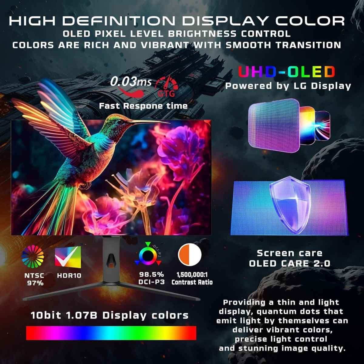 جيم أون شاشة ألعاب OLED 4K UHD بحجم 32" 480Hz IPS سلسلة Signature X Dual Switch سوداء موديل GO32OLED4K