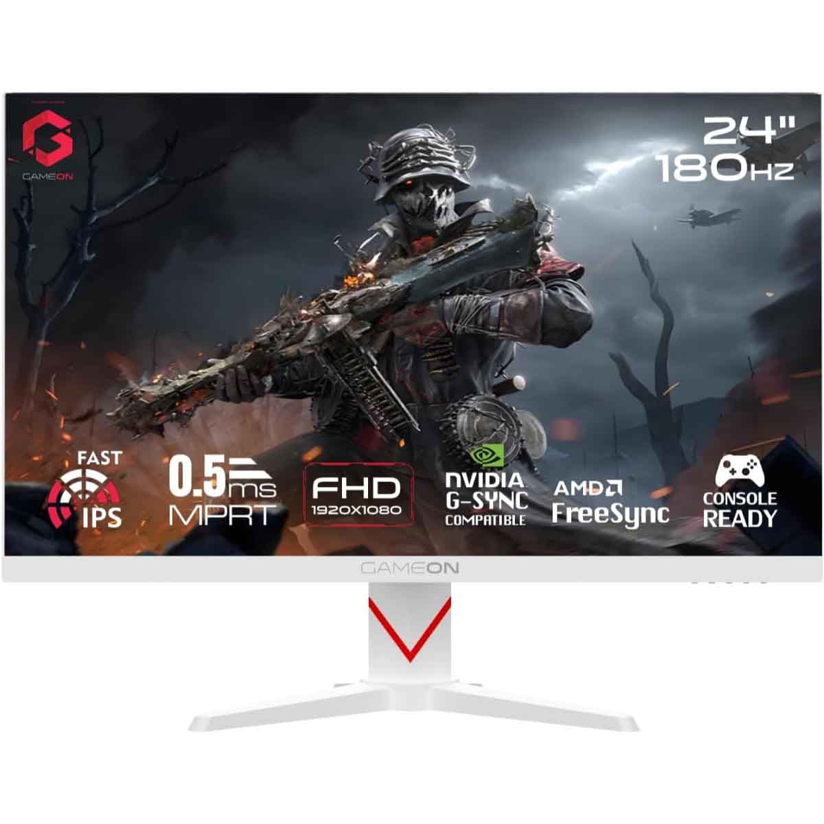 جيم أون شاشة ألعاب FHD بحجم 24" 180Hz Fast IPS سلسلة Marksman بيضاء موديل GOAM24FHD180IPS