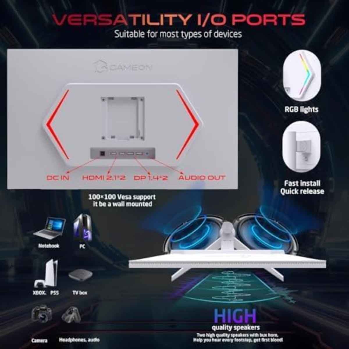 جيم أون شاشة ألعاب FHD بحجم 24" 380Hz Fast IPS سلسلة Arctic Pro بيضاء موديل GOAP24FHD380IPS