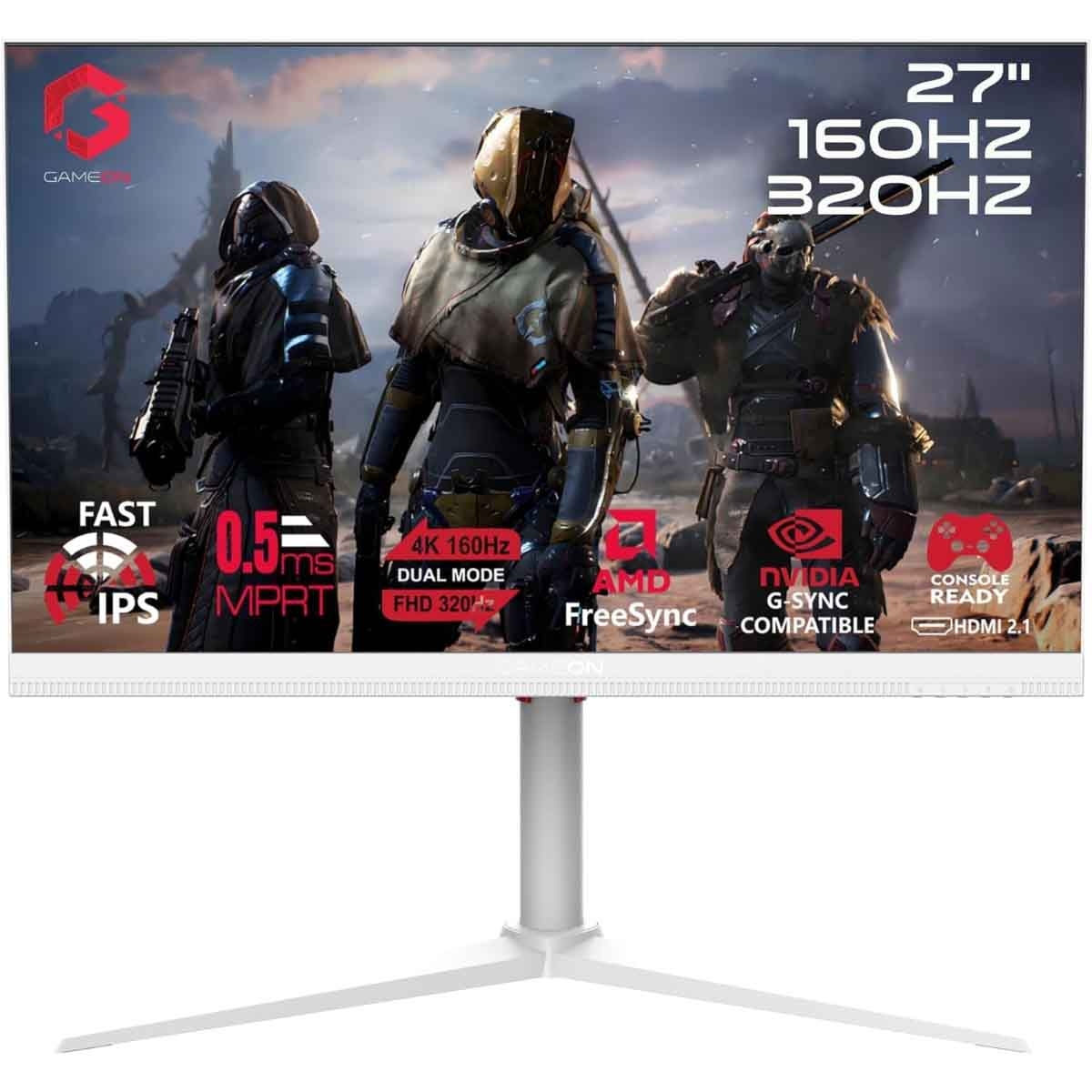 جيم أون شاشة ألعاب 4K UHD بحجم 27" 320Hz Fast IPS بيضاء