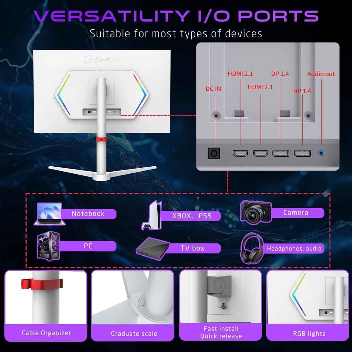 جيم أون شاشة ألعاب 4K UHD بحجم 27" 320Hz Fast IPS سوداء