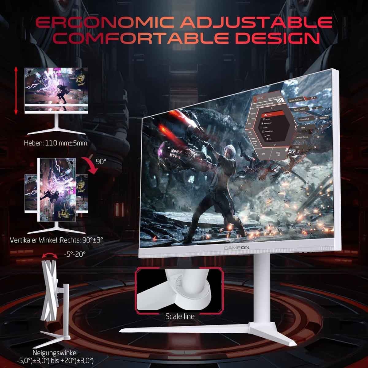 جيم أون شاشة ألعاب FHD بحجم 27" 380Hz Fast IPS سلسلة Arctic Pro بيضاء موديل GOAP27FHD380IPS