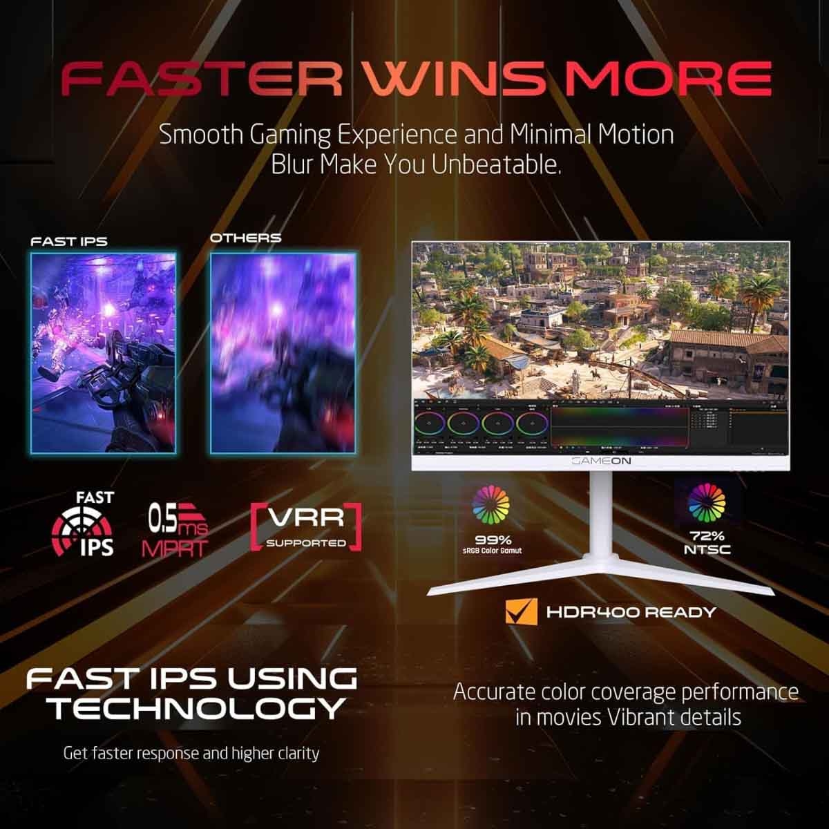 جيم أون شاشة ألعاب FHD بحجم 27" 380Hz Fast IPS سلسلة Arctic Pro بيضاء موديل GOAP27FHD380IPS