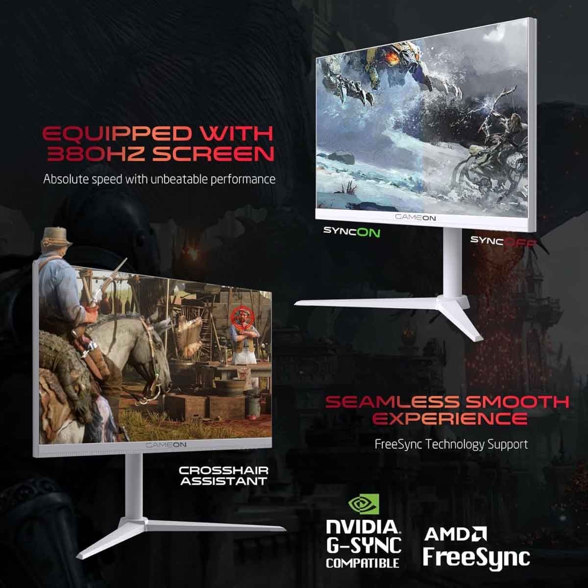 جيم أون شاشة ألعاب FHD بحجم 27" 380Hz Fast IPS سلسلة Arctic Pro بيضاء موديل GOAP27FHD380IPS