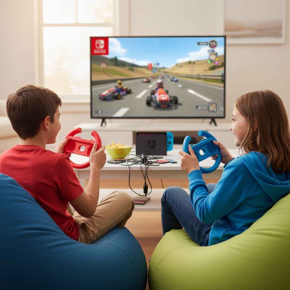 جامرتك عجلة قيادة زرقاء وحمراء لنينتندو سويتش 2