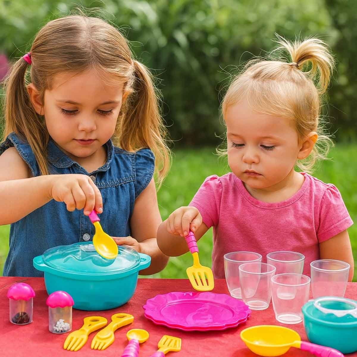 جيجلز مجموعة أواني طعام لعبة مطبخ للفتيات عمر 3-4 سنوات