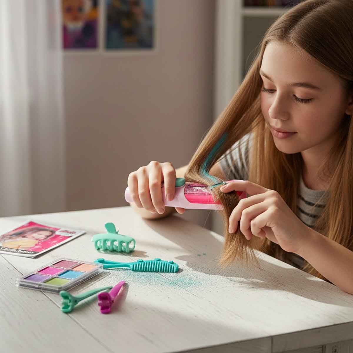 مي بو كاي مجموعة صبغ الشعر بالطباشير، للبنات، من عمر 5 إلى 7 سنوات