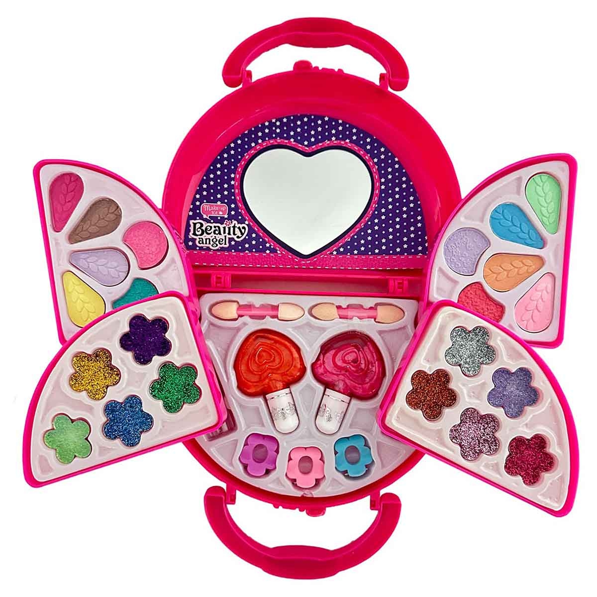بيوتي أنجل طقم مكياج مع حقيبة يد، للبنات، من عمر 5 إلى 7 سنوات