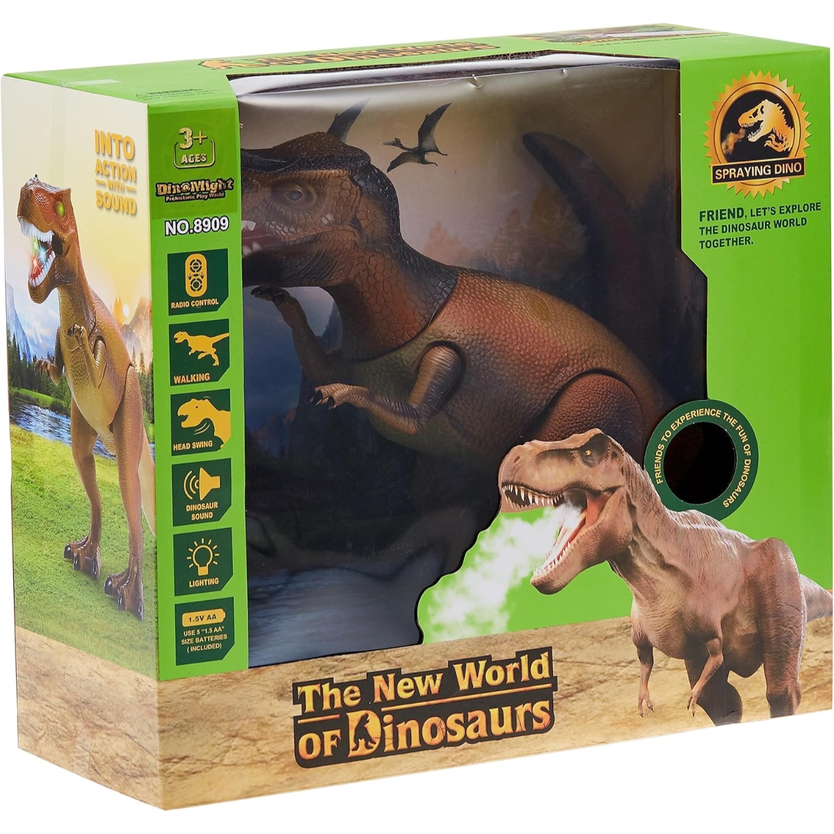 هابنس إكسبرس دمية ديناصور بني ينفث البخار، للأولاد، من عمر 3 إلى 4 سنوات