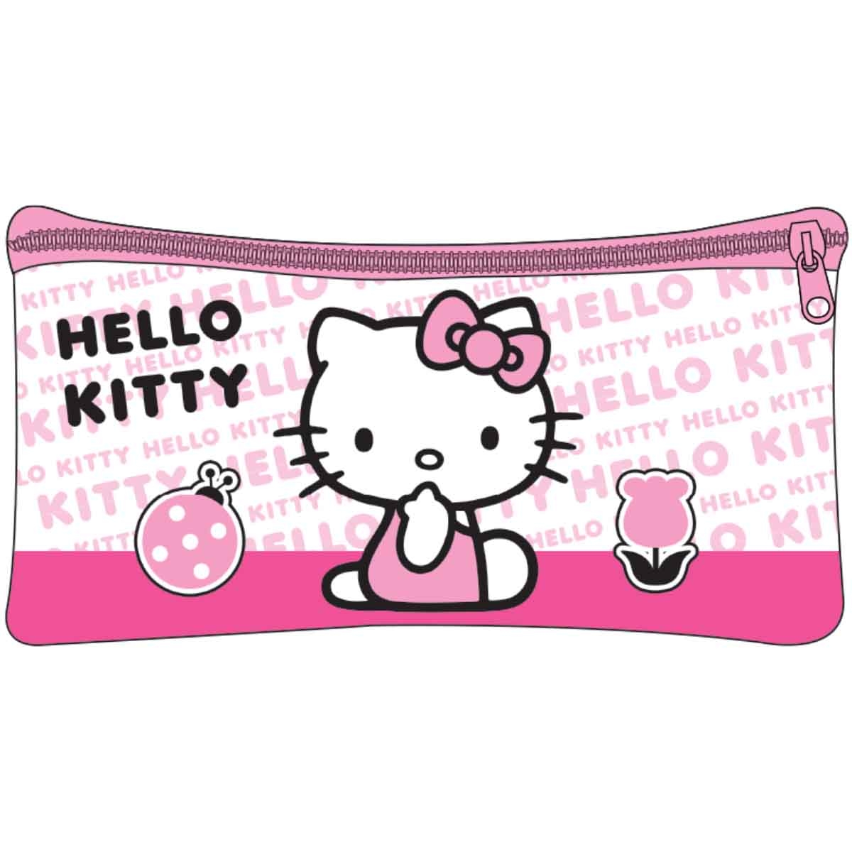 هيلو كيتي مجموعة حقيبة ترولي 5 في 1 مقاس 14 انش مع صندوق غداء وزجاجة ماء ومقلمة وحقيبة غداء