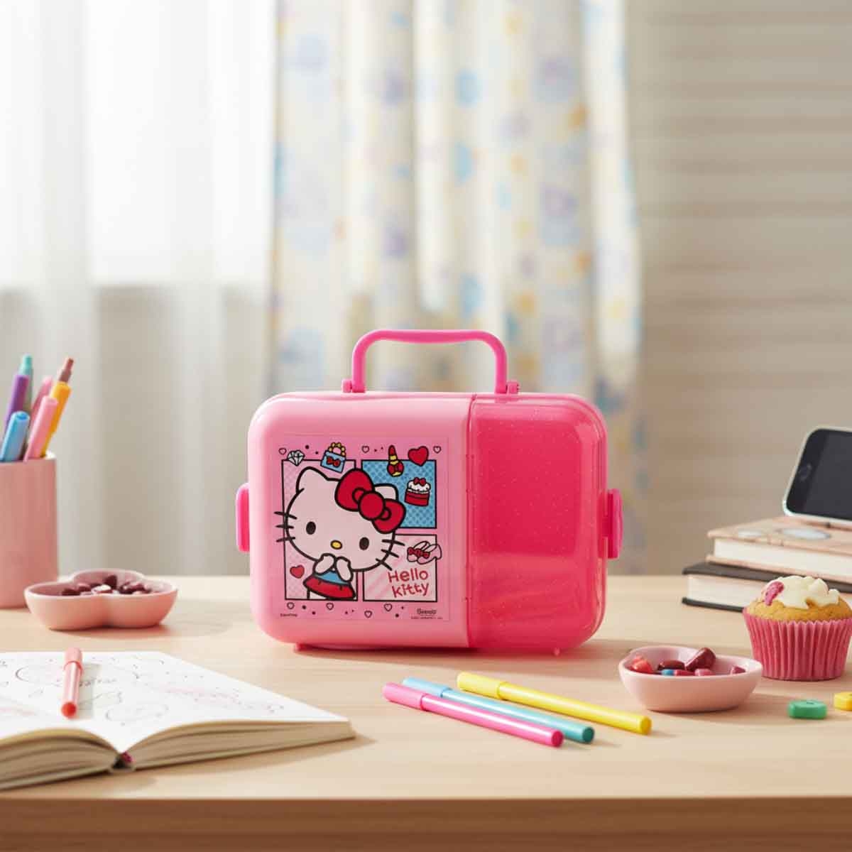 هيلو كيتي صندوق غداء سانريو صغير بقطعتين