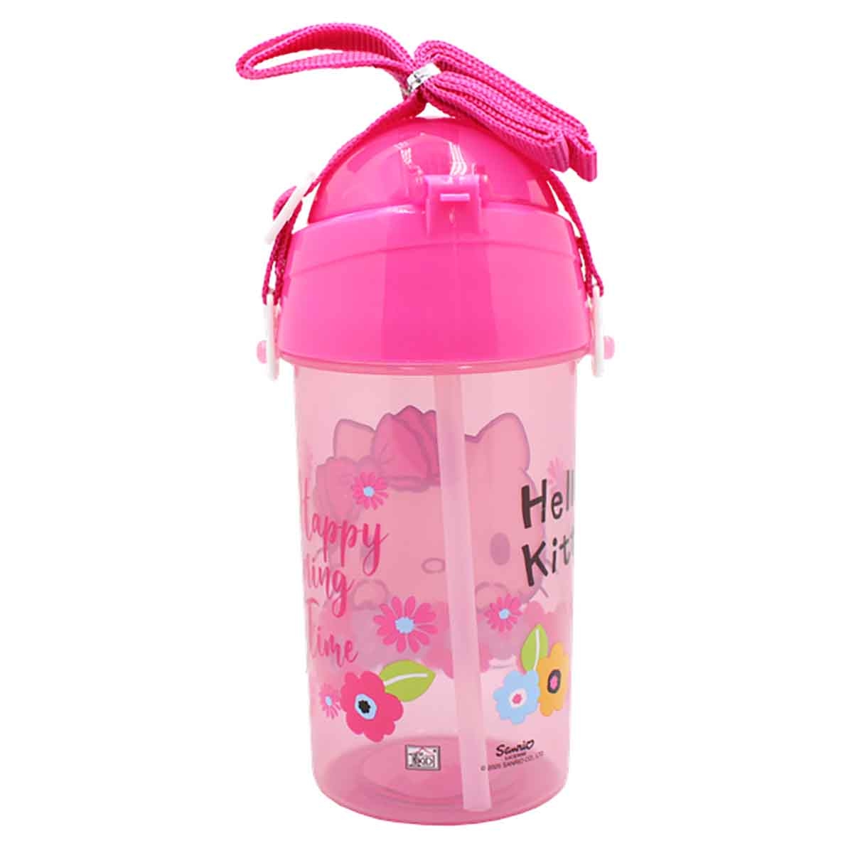 هيلو كيتي زجاجة ماء بغطاء شفاطة قابل للفتح