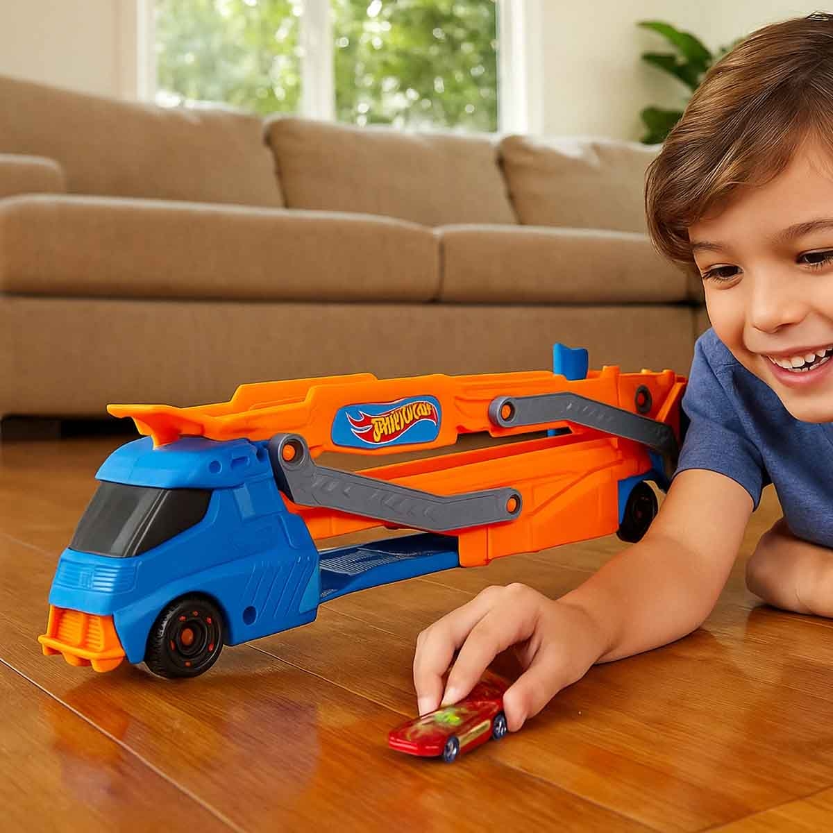 هوت ويلز مجموعة سيارة بيسك متنوعة مع طقم ناقل مضمار السرعة سيتي سبيد، للجنسين، 3-4 سنوات