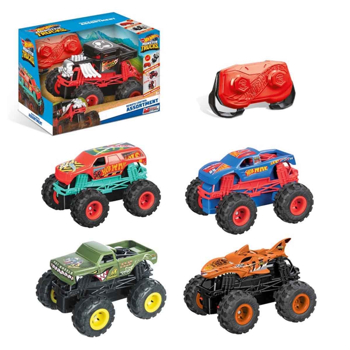 هوت ويلز شاحنة مونستر صغيرة بالتحكم عن بعد بتصاميم متنوعة للجنسين، 3-4 سنوات