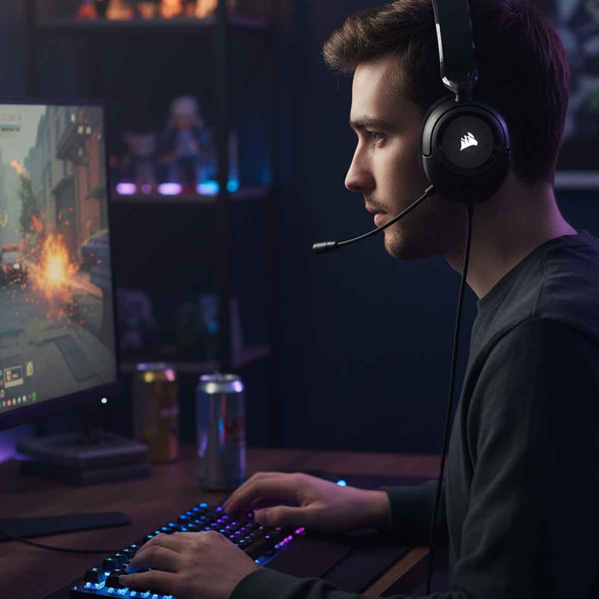 كورسير سماعة رأس سلكية للألعاب إتش إس35 في2 بتقنية الصوت المحيطي