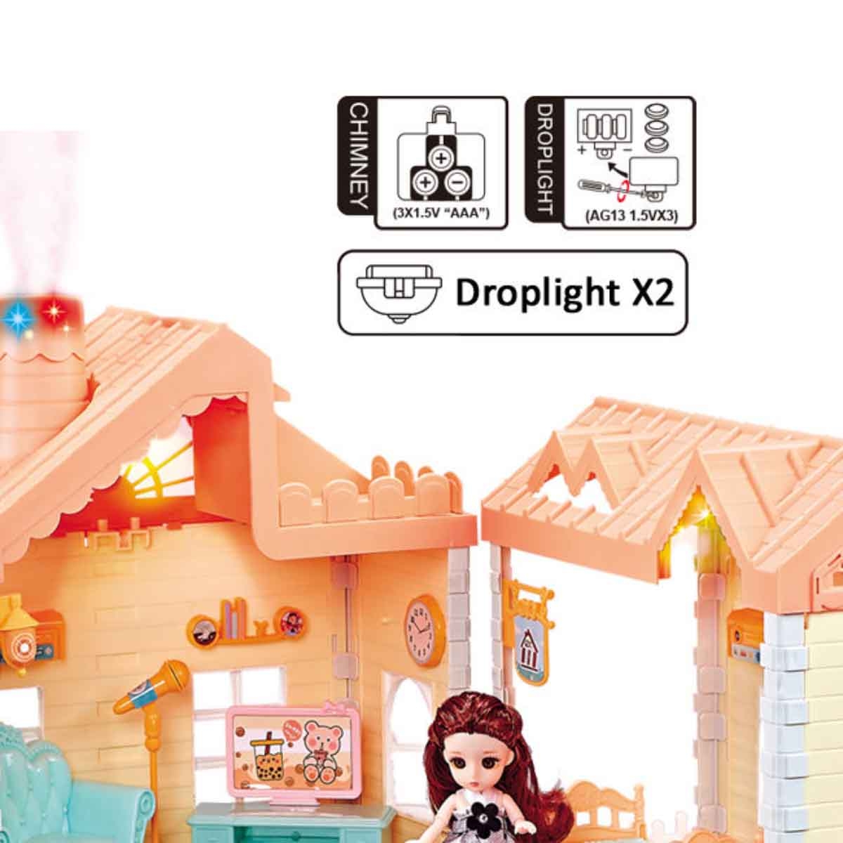 هوايدا تويز مجموعة فيلا ودمية مع إضاءة وبخار ضبابي، للجنسين، 3-4 سنوات