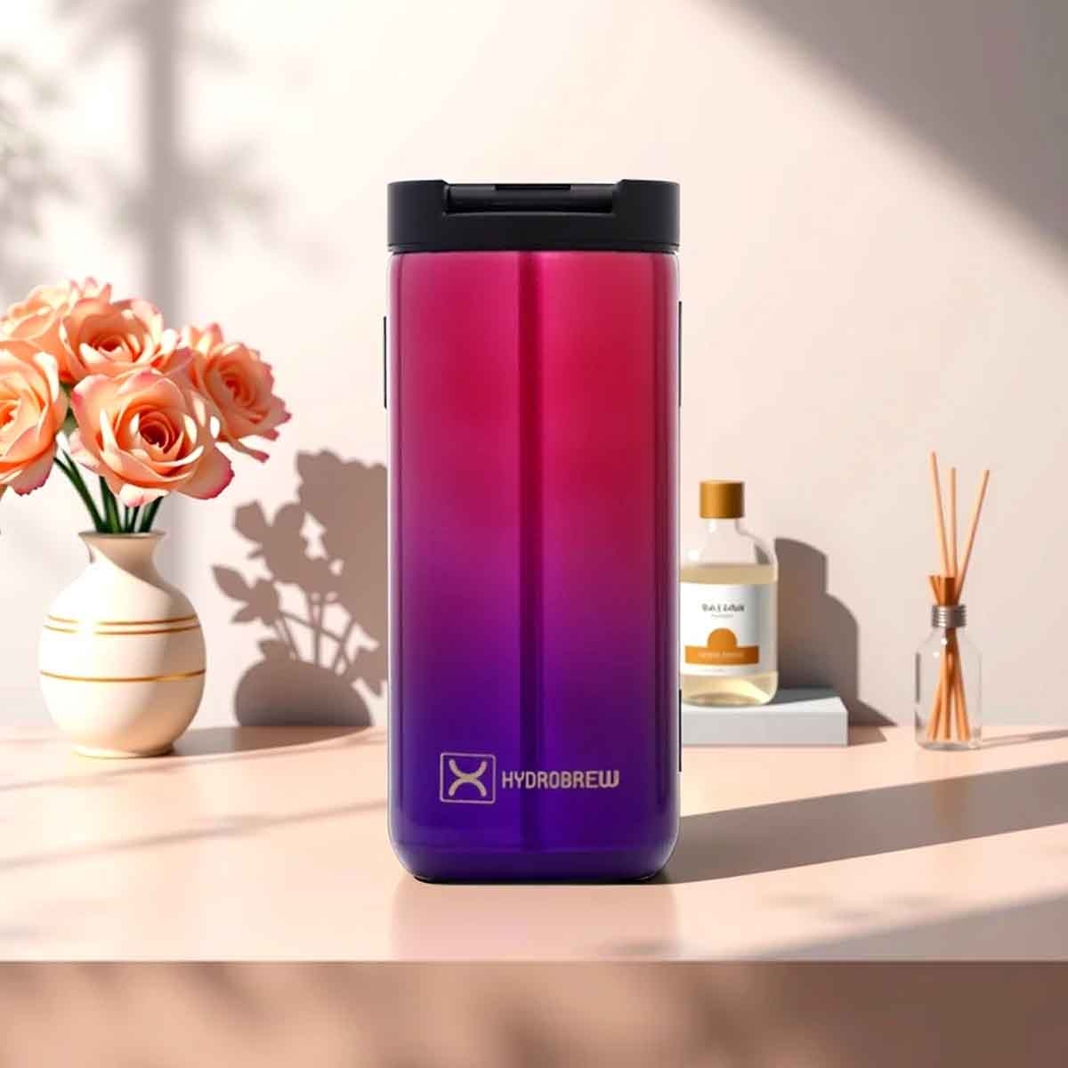 هايدروبرو زجاجة ماء تامبلر معزولة بجدار مزدوج 500 مل باللون الكروم