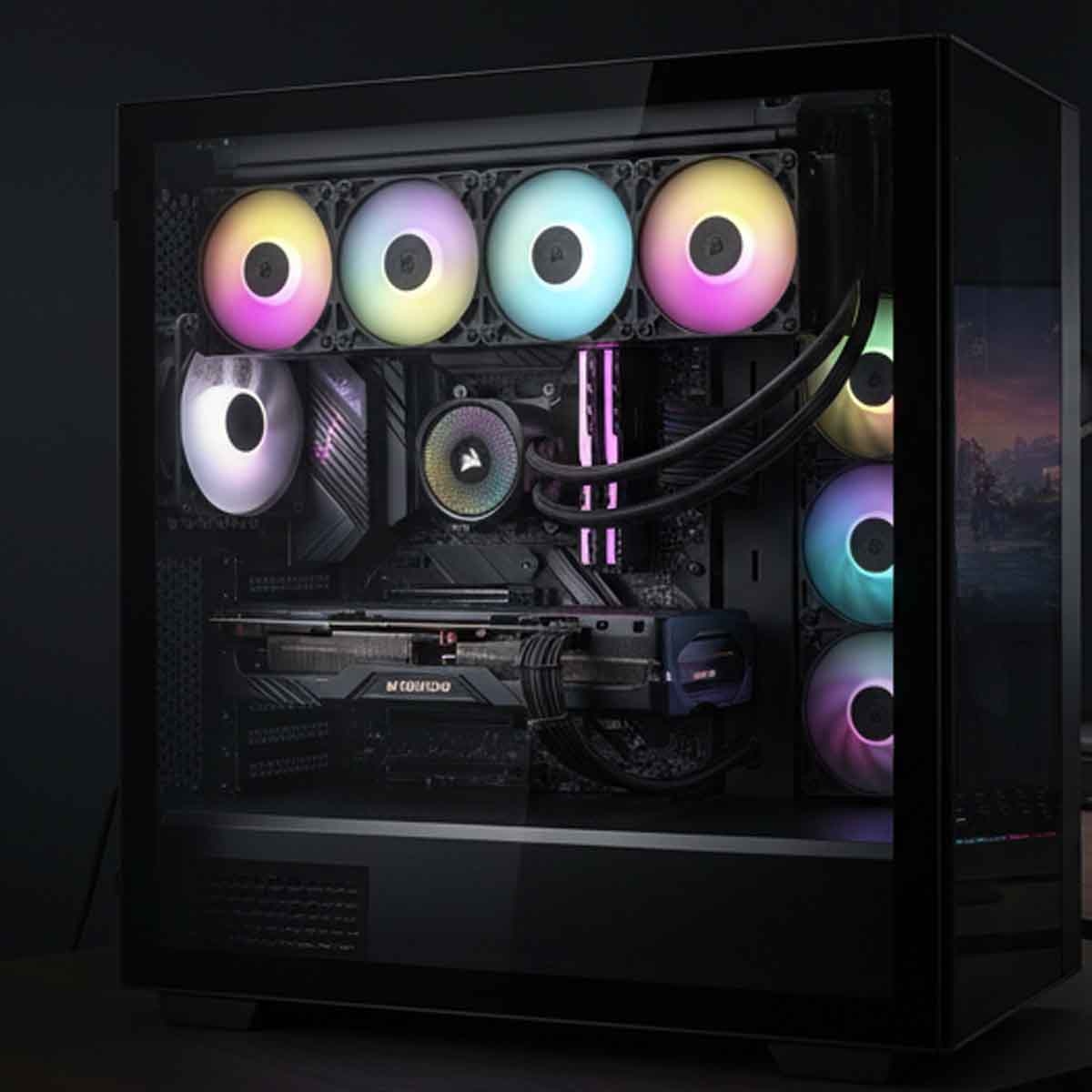 كورسير مبرد معالج سائل آي كيو لينك تايتان 360 آر إكس آر جي بي باللون الأسود