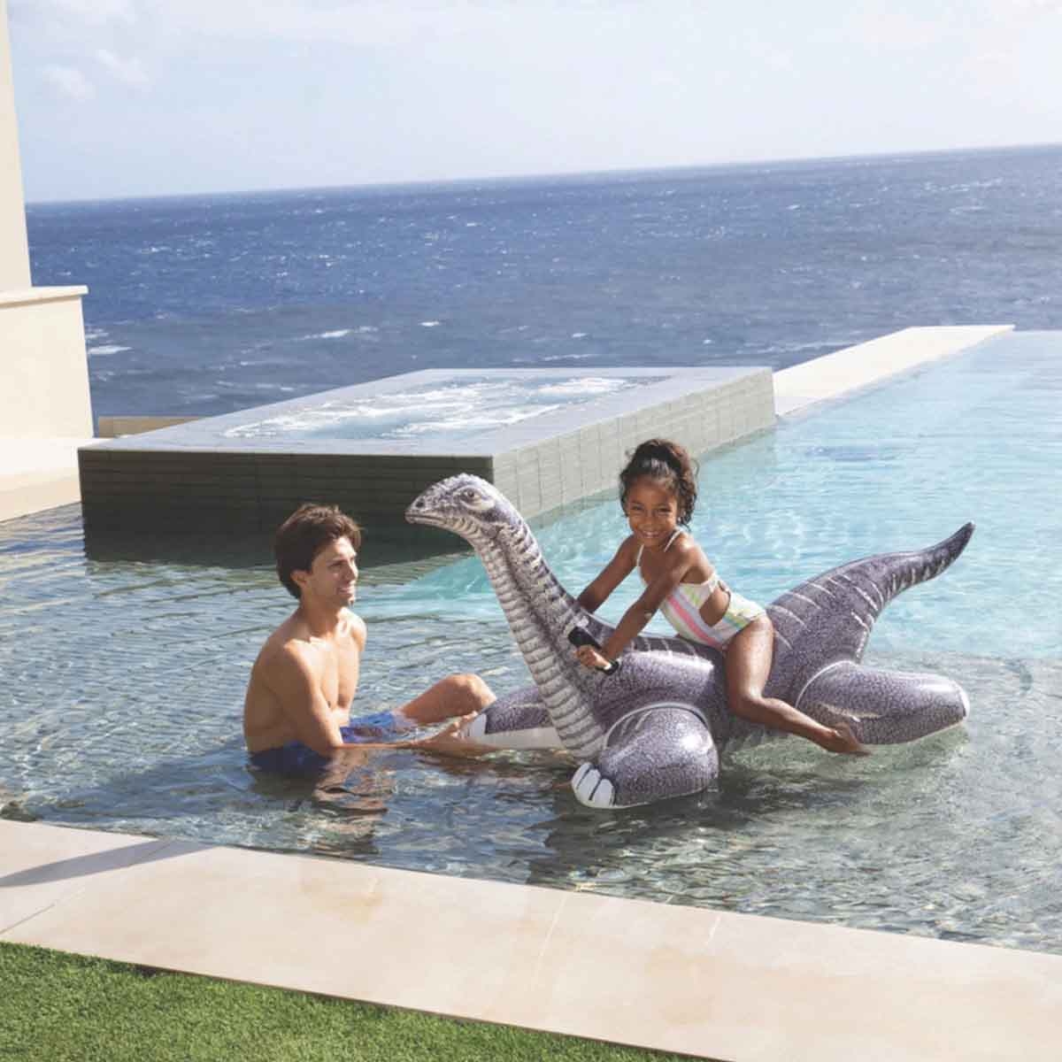 إنتكس مجموعة عوامة ركوب ديناصور برونتوصورس مع منفاخ يدوي للجنسين عمر 3-4 سنوات